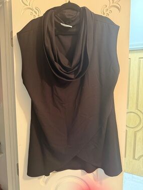 Bryn Walker Black Draped Cowl Neck Top Modal Blend Size M USA